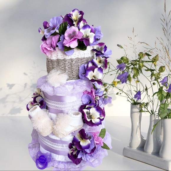 Basket of Flowers Diaper Cake